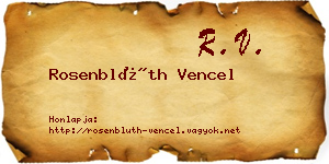 Rosenblüth Vencel névjegykártya